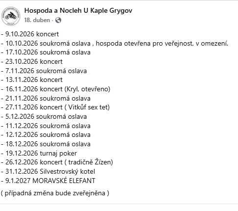 Aktualizace akcí v restauraci
